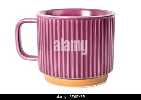 Pink ceramic empty tea cup isolated on white background Stock Photo
