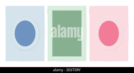 Elegant Oval And Rectangle Embossed Frames. Card Invitation or Photo Frame Vector template. Stock Vector