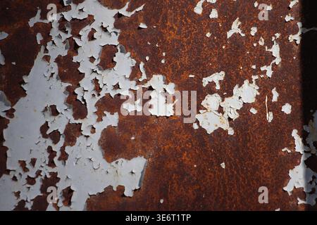 close up of painted metal surface. peeling paint Stock Photo