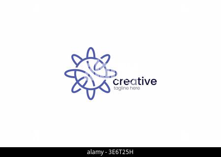 Creative Orbit Logo with One Line Loops Representing Atom, Connection, and Innovation Stock Vector