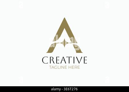Creative Letter A Logo with Star Diamond Symbol for Premium Branding Stock Vector