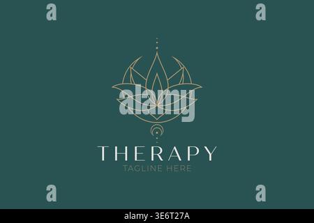 Therapy Lotus Flower Logo for Wellness Branding Stock Vector