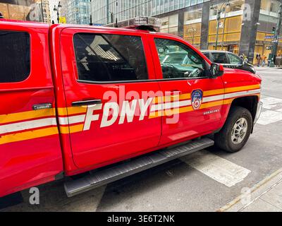 New York City, New York, USA - 23 January 2026: Pick-up trucj operated by the FDNY Fire Department of the City of New York Stock Photo
