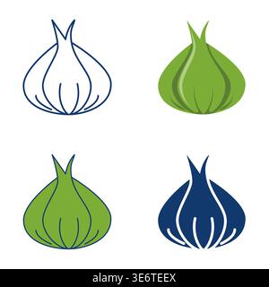 Garlic icon set. Vector illustration. Stock Vector