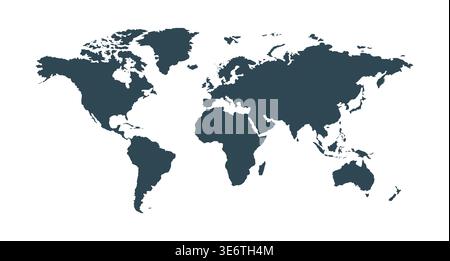 World map solid shape isolated on white background. Vector graphics. Stock Vector