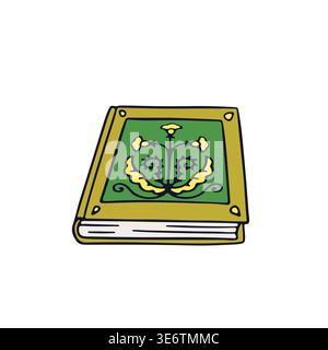 Hand drawn line art book with floral decoration icon vector illustration Stock Vector