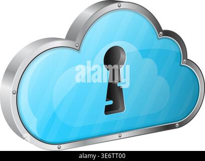 Security Cloud Computing Concept with Keyhole, icon isolated on white background, vector Stock Vector