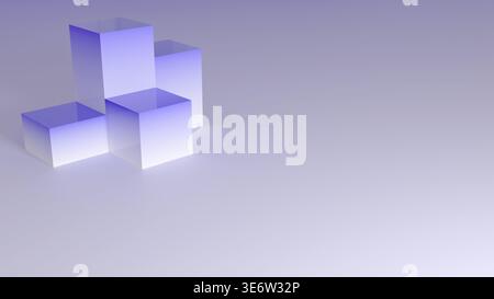 A minimalistic three-dimensional stage with a group of geometric podiums and free space. A modern abstract composition for product presentation and de Stock Photo