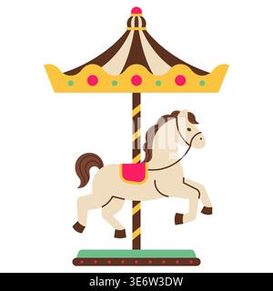 Classic Carousel Horse Amusement Ride Fairground Vector Illustration Stock Vector