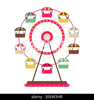 Colorful Ferris Wheel Carnival Amusement Park Ride Vector Illustration Stock Vector