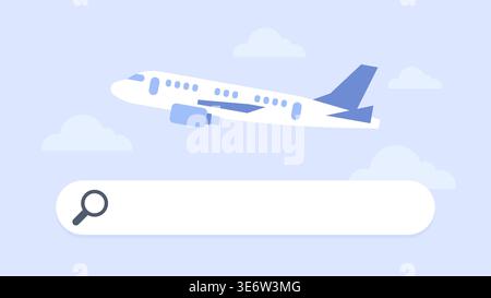 Flight Search Concept with Airplane in Sky Vector Illustration Stock Vector