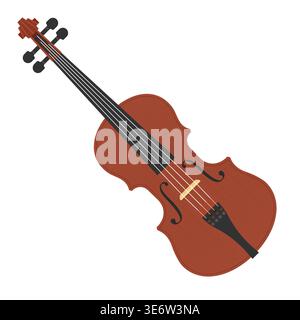 Flat Design Violin Vector Illustration Diagonal with on White Background Stock Vector