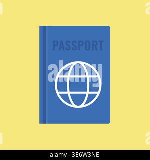 International Travel Passport With Globe Icon Flat Vector Illustration Stock Vector