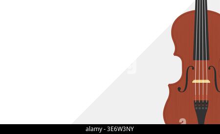 Minimal Violin Corner Banner Template With Partial Instrument And Wide White Copyspace Vector Illustration Stock Vector