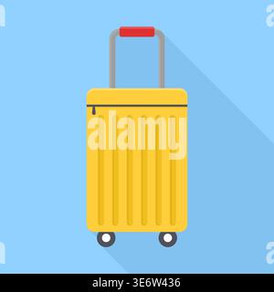 Yellow Travel Suitcase Flat Vector Icon Illustration Stock Vector