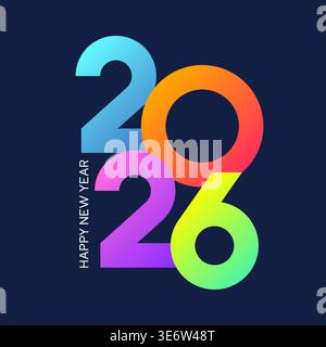 Happy New Year 2026 Gradient Number Typography Flat Vector Illustration Stock Vector