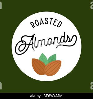 Roasted Almond Nuts Script Text Logo Vector Illustration Design Stock Vector