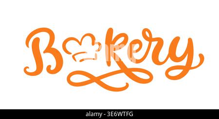 Bakery lettering modern calligraphy with chef hat Stock Vector