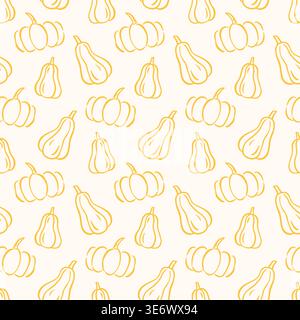 Pumpkins seamless vegetable pattern background Stock Vector