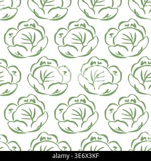 Seamless cabbage pattern background Stock Vector