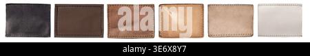 Six blank leather texture labels in varying shades on a transparent background Stock Photo