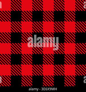 Christmas and new year tartan plaid. Scottish pattern in black and red cage. Stock Vector