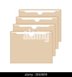 File jackets with documents inside, vector template. Card index catalog Stock Vector