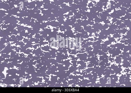 Abstract purple distressed background featuring white grunge texture chaotic paint splashes and heavy noise effect Stock Photo
