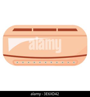 Air conditioning unit illustration in a modern design with a sleek shape and visible control panel, suitable for home or office environments Stock Vector