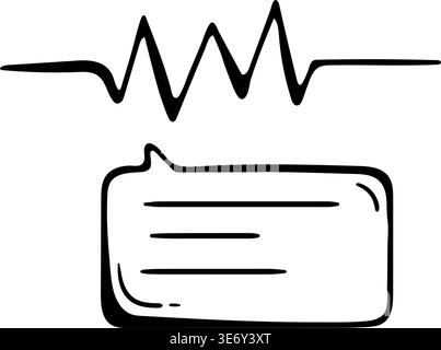 Voice Message and Audio Waveform Icon. Sound Recording Transcription, Voice Chat, and Podcast Audio Editing Doodle. UI Element. Stock Vector