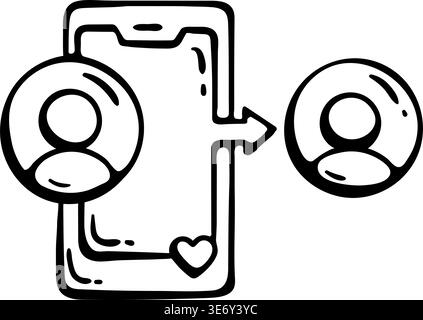 Social Media Share and Repost Icon. Smartphone with User Avatar, Arrow and Heart for Content Viral Marketing, App Engagement Stock Vector