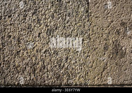 Rough weathered concrete wall texture with gritty sand surface and natural sunlight Stock Photo