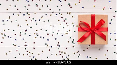 Christmas craft gift box on white background Stock Photo