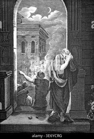 Steel Engraving of Peter's Repentance after the Arrest of Jesus Christ ...