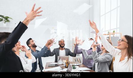 Successful group of business people celebrating success Stock Photo