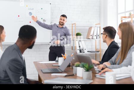 Successful businessman presenting diagrams on financial training Stock Photo