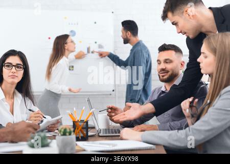 Group of business people analyzing data Stock Photo