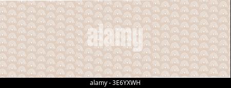 Seamless cute pattern with small hand drawn rainbow and heart shapes. Minimal boho style, neutral pastel background. Scandinavian nursery design for kids, baby textiles, wrapping paper, wallpaper. Stock Vector