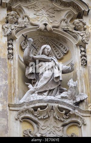 Statue of Saint Martha of Bethany on facade of Santa Maria Maddalena ...