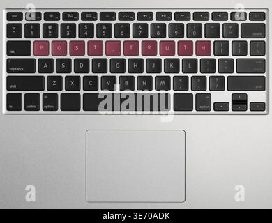 Words from the keys on modern laptop keyboard spelling post-truth or post truth Stock Photo