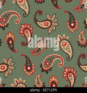 Delicate Tossed Indian Paisley Pattern Art Stock Vector