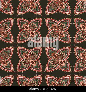 Symmetrical Dark Floral Medallion Design Stock Vector
