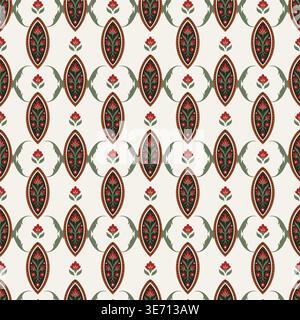 Light Ogee Floral Cartouche Print Stock Vector