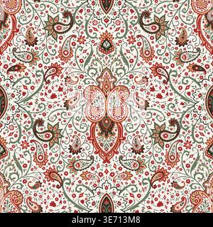 Traditional Symmetrical Red Paisley Pattern Design Stock Vector
