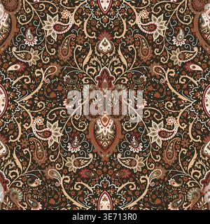 Intricate Dark Oriental Floral Damask Stock Vector