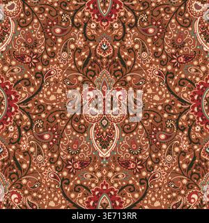 Intricate Earthy Oriental Floral Damask Stock Vector