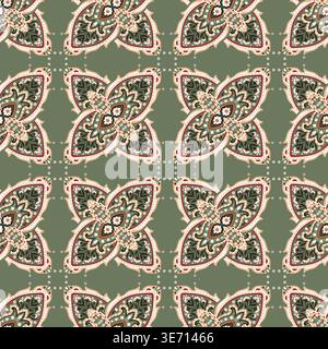 Symmetrical Olive Floral Medallion Design Stock Vector