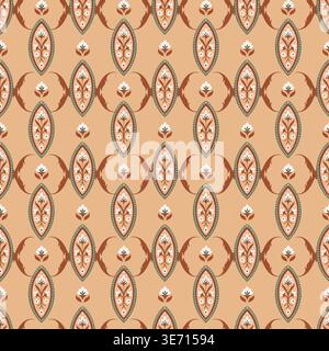 Warm Ogee Floral Cartouche Print Stock Vector