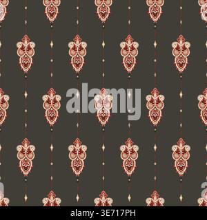 Vertical Bohemian Medallion Stripe Artwork Stock Vector