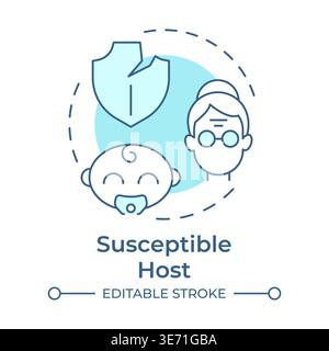 Susceptible host soft blue concept icon Stock Vector